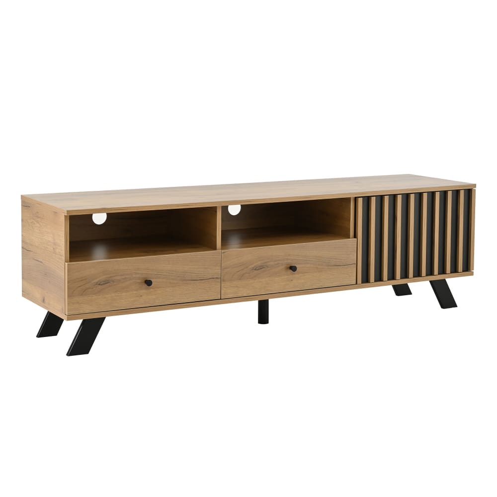 Meuble TV en bois effet chêne et noir Design moderne