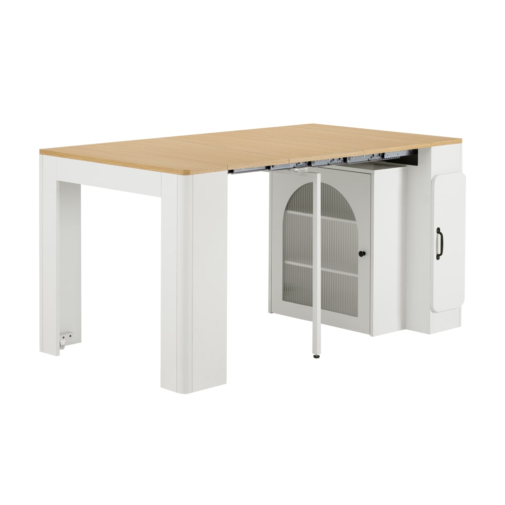 Urban Meuble Ausziehbarer Esstisch aus Holz mit Stauraum,Weiß Weiß Spanplatte