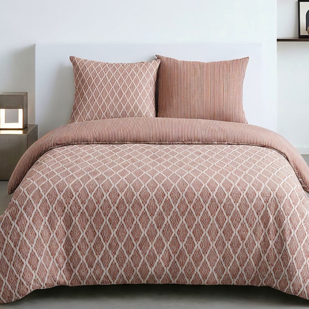 Parure de lit imprimé Graphique  240x220cm Rouge