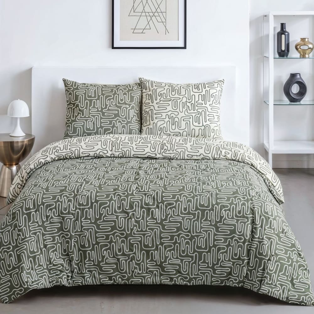 Parure de lit imprimé Graphique  240x220cm Blanc