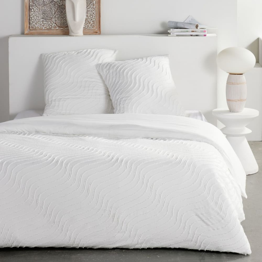 Parure de lit tufté Graphique  240x220cm Blanc
