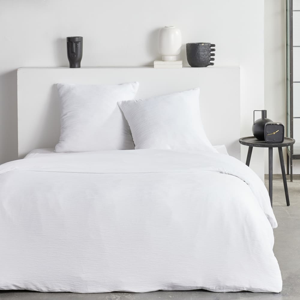 Parure de lit effet crépon unie  240x220cm Blanc