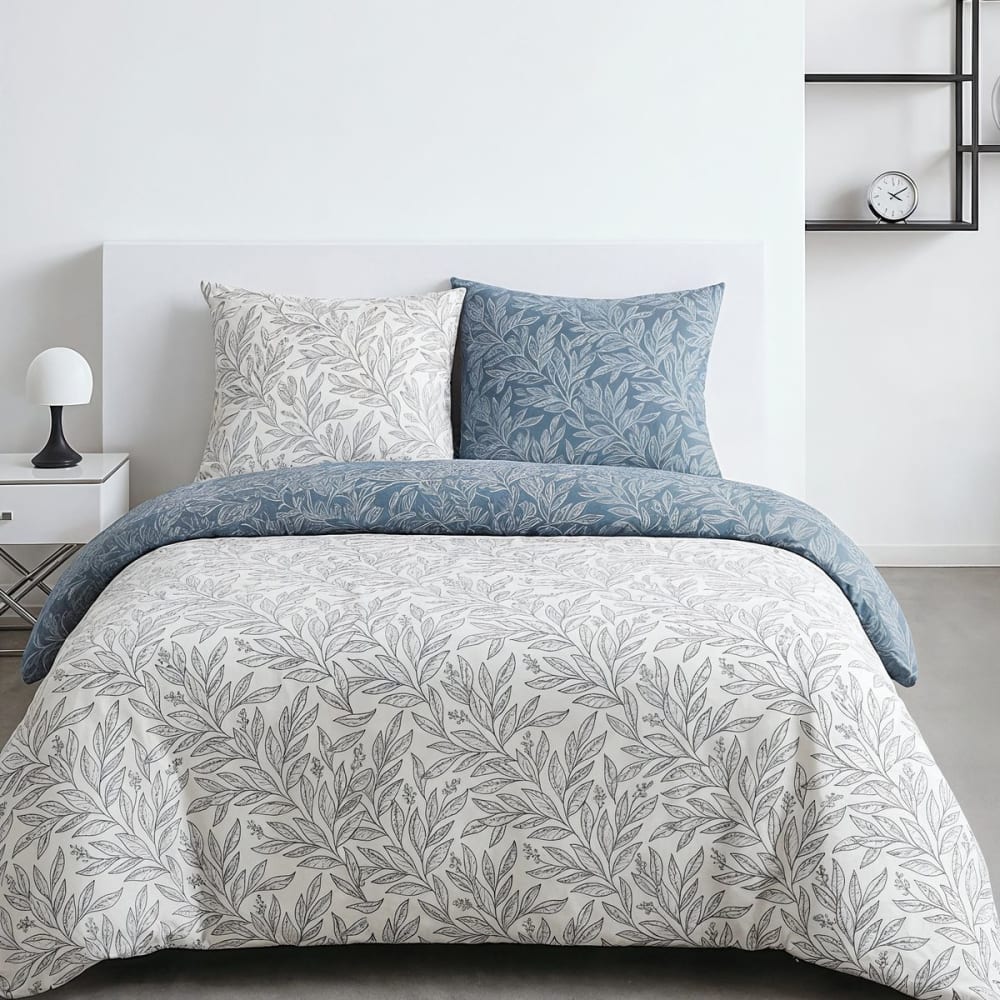 Parure de lit imprimé Floral  240x220cm Blanc