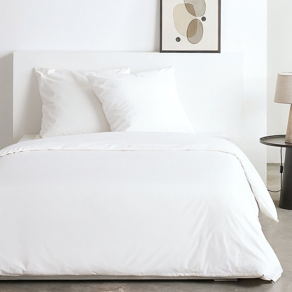 Parure de lit effet lavé uni  240x220cm Blanc