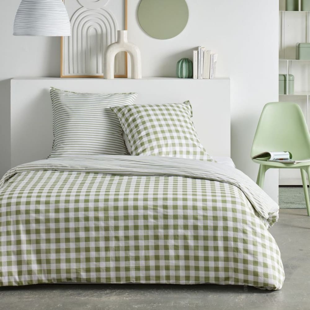 Parure de lit imprimé Graphique coton  240x220cm Vert