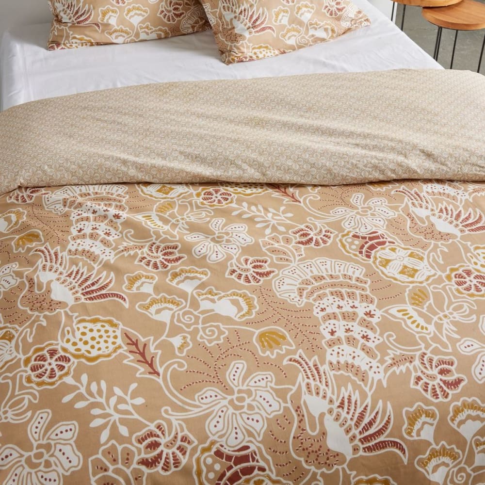 Parure de lit imprimé floral coton 240x220cm beige — vue 4