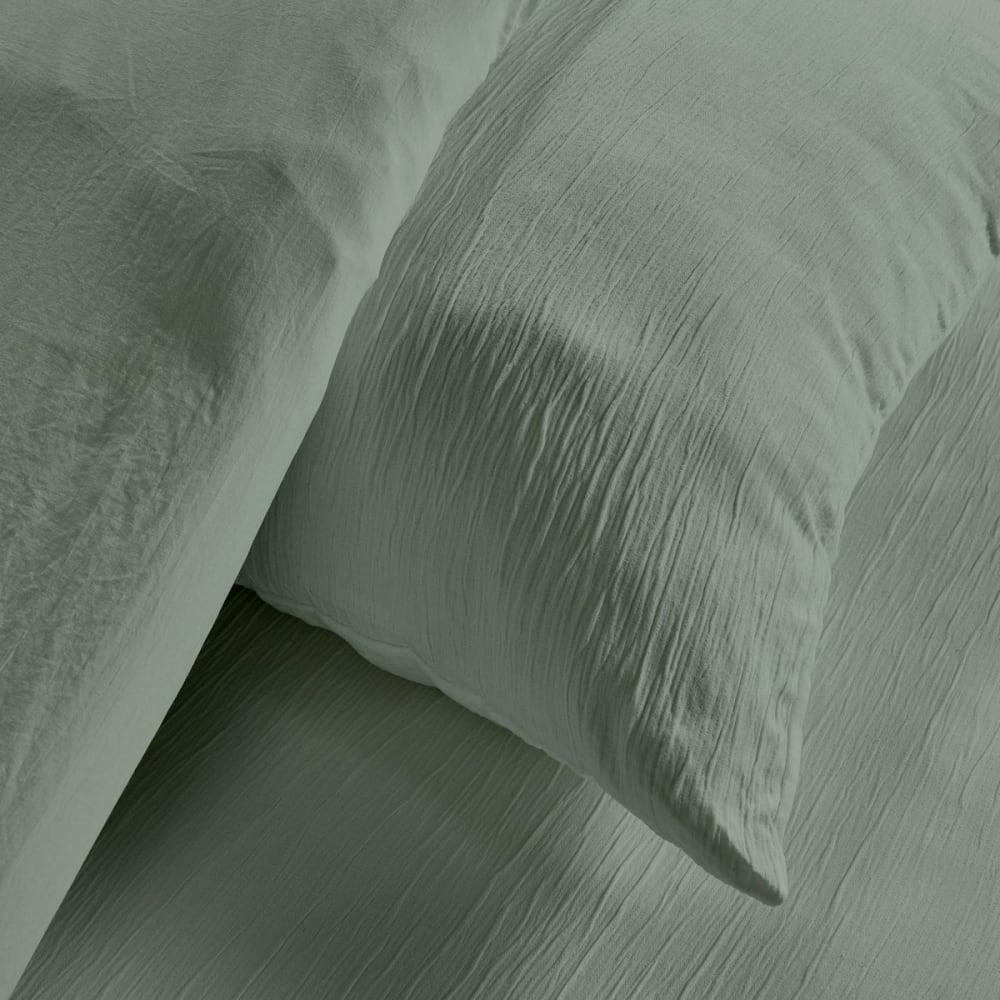 Parure de lit effet crépon unie 240x220cm Vert - Maisons du Monde