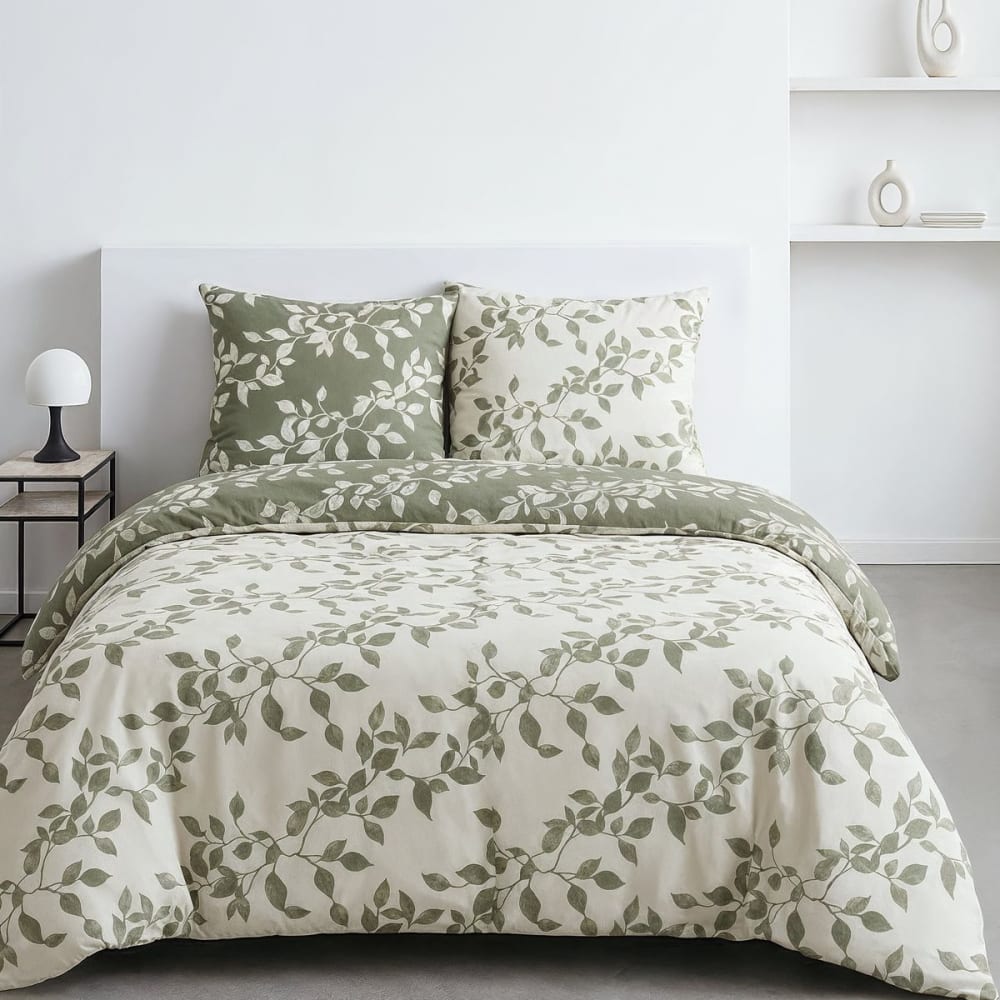Parure de lit imprimé Floral  240x220cm Vert