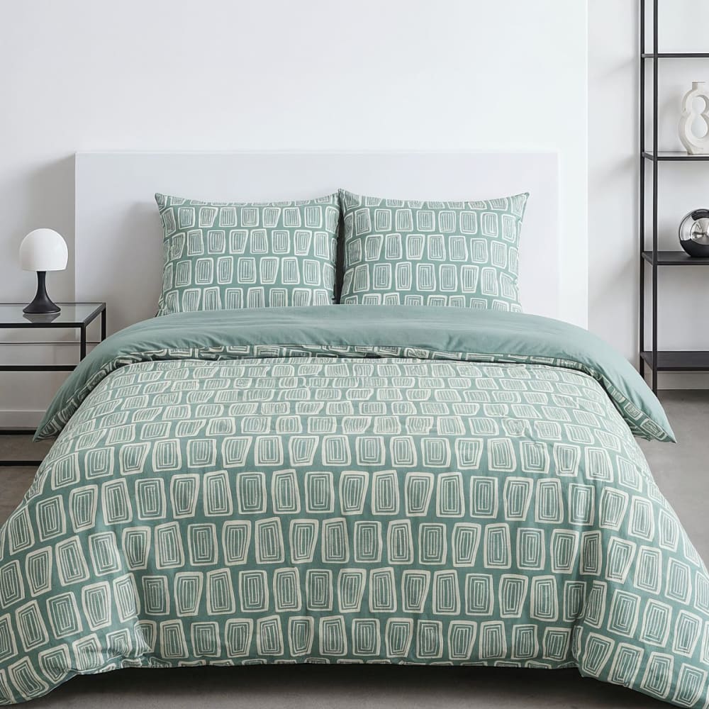 Parure de lit imprimé Graphique  240x220cm Bleu