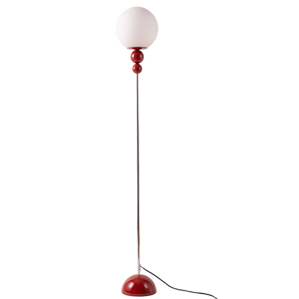 Lampadaire multiboule métal rouge vin, E27 H160 cm