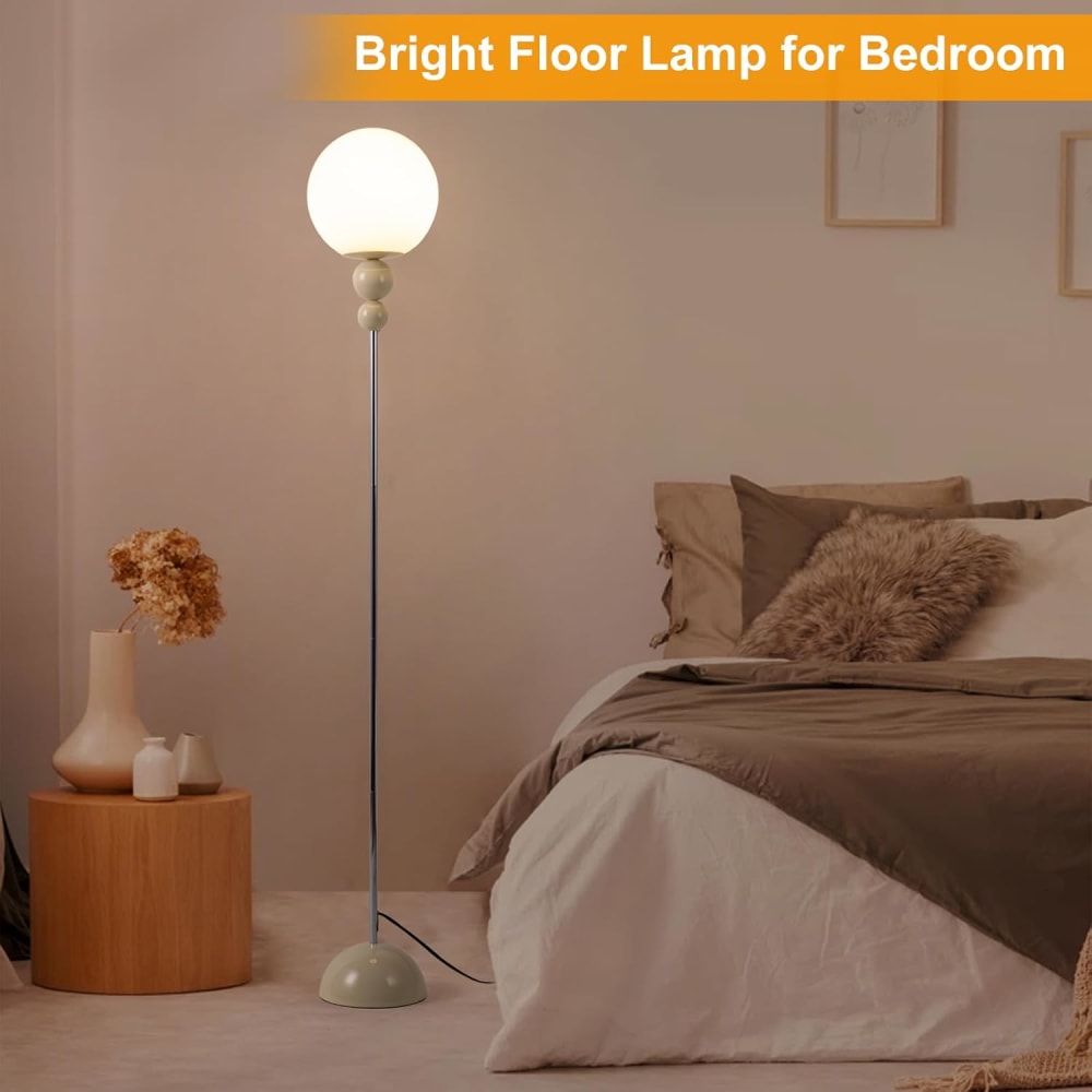 Lampadaire multiboule métal crème, E27 H160 cm — vue 3