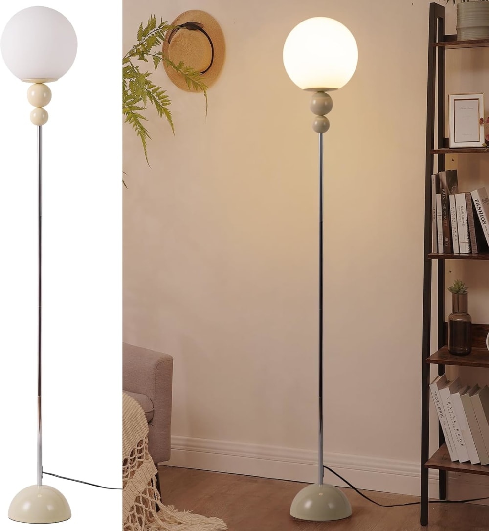 Lampadaire multiboule métal crème, E27 H160 cm — vue 4