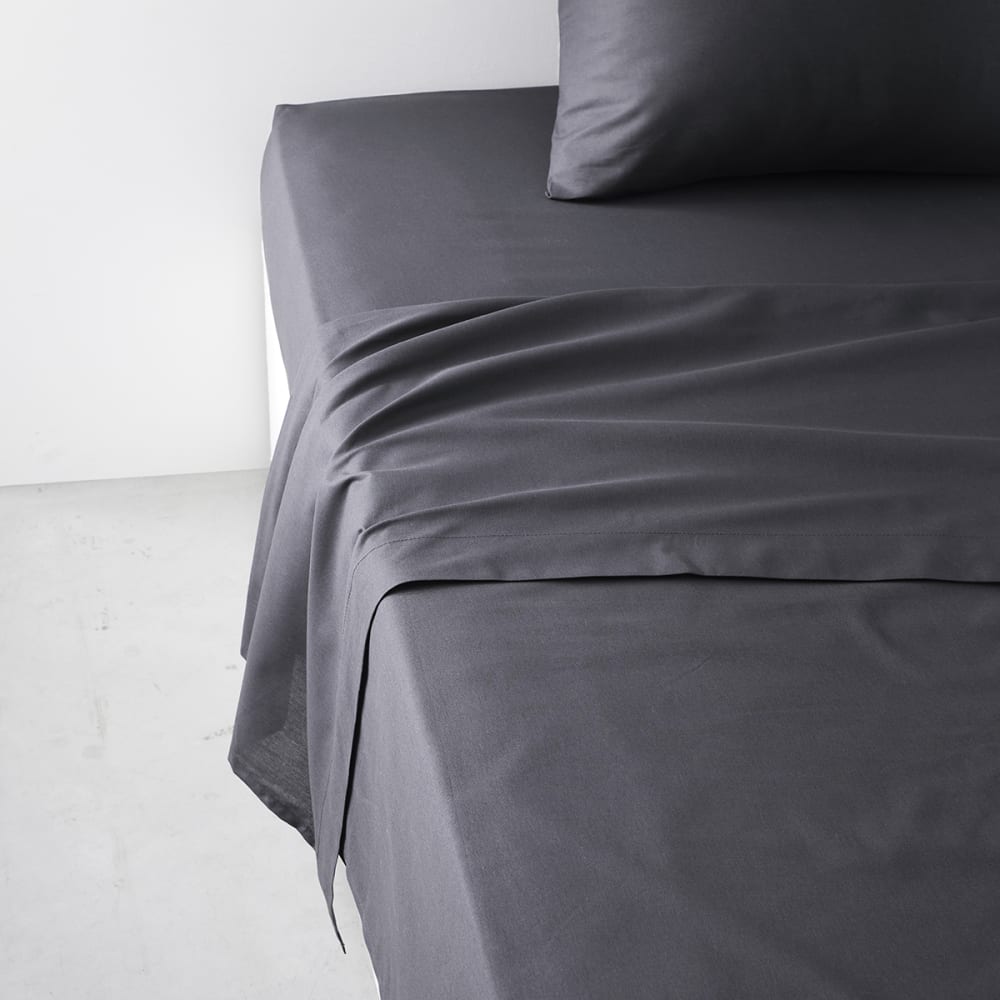 Drap plat pour lit 2 personnes uni  240x300 cm Gris anthracite