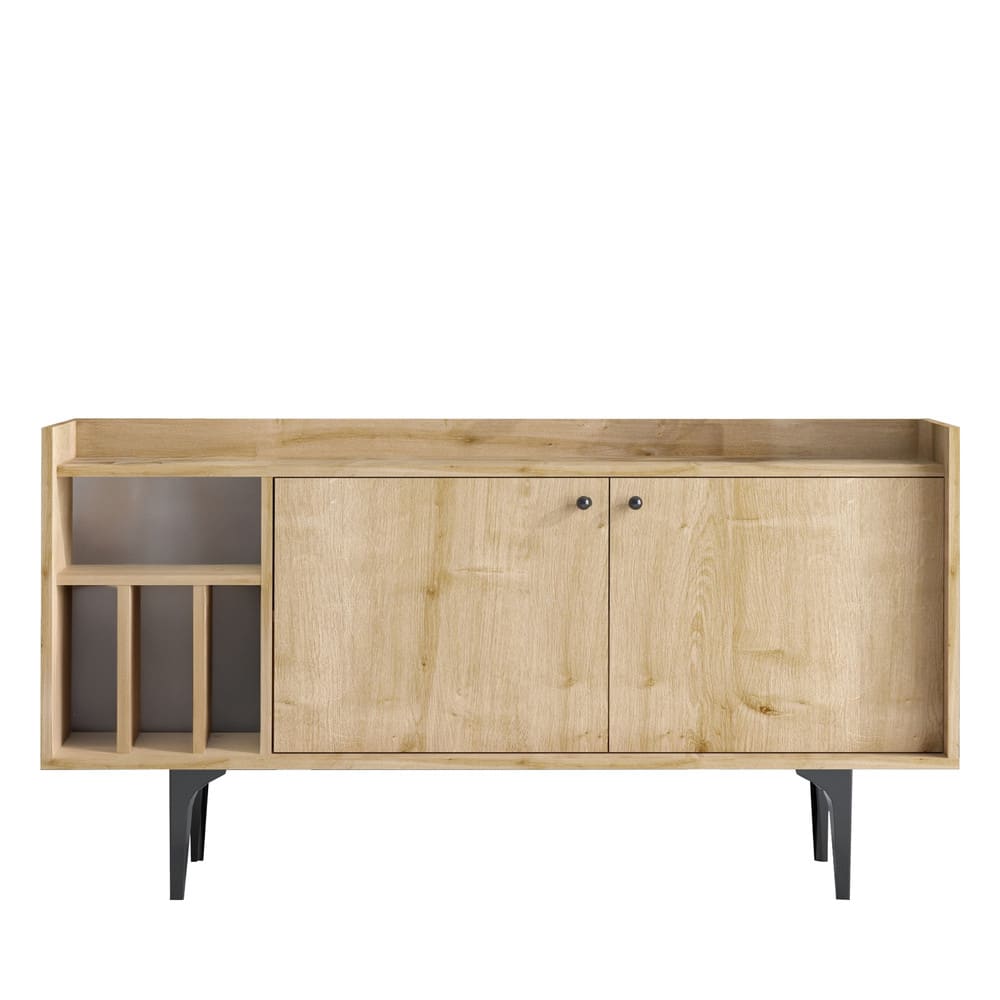 Buffet 2 portes en bois et métal L150cm - Bois clair