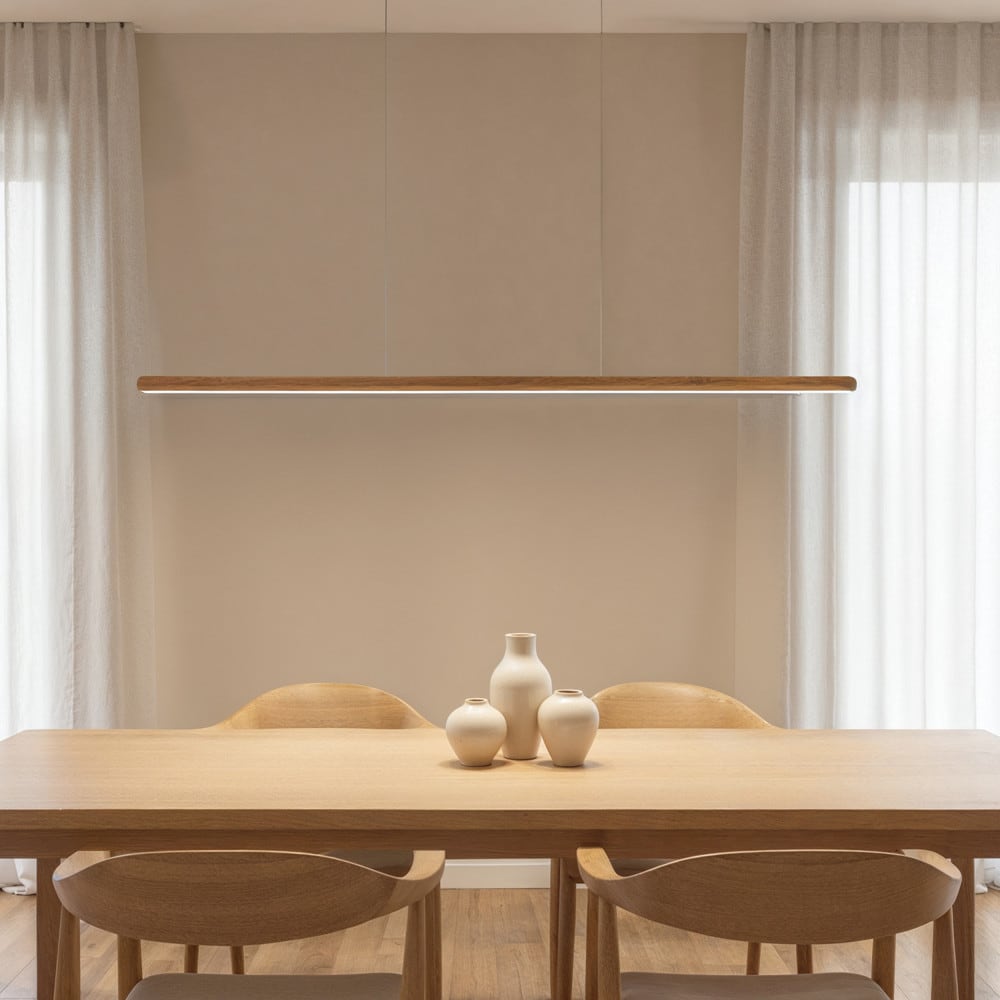 Suspension linéaire en aluminium l120cm - bois clair — vue 3