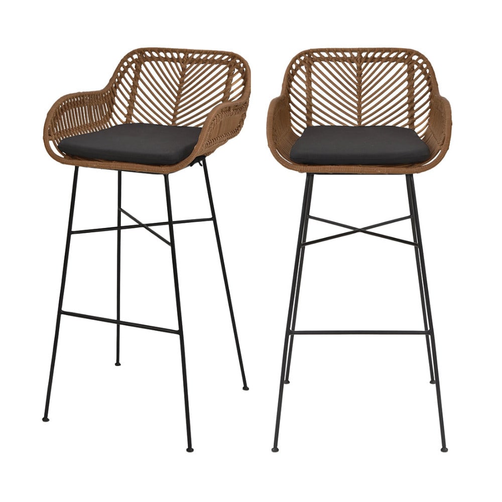 Lot 2 tabourets - bar rotin