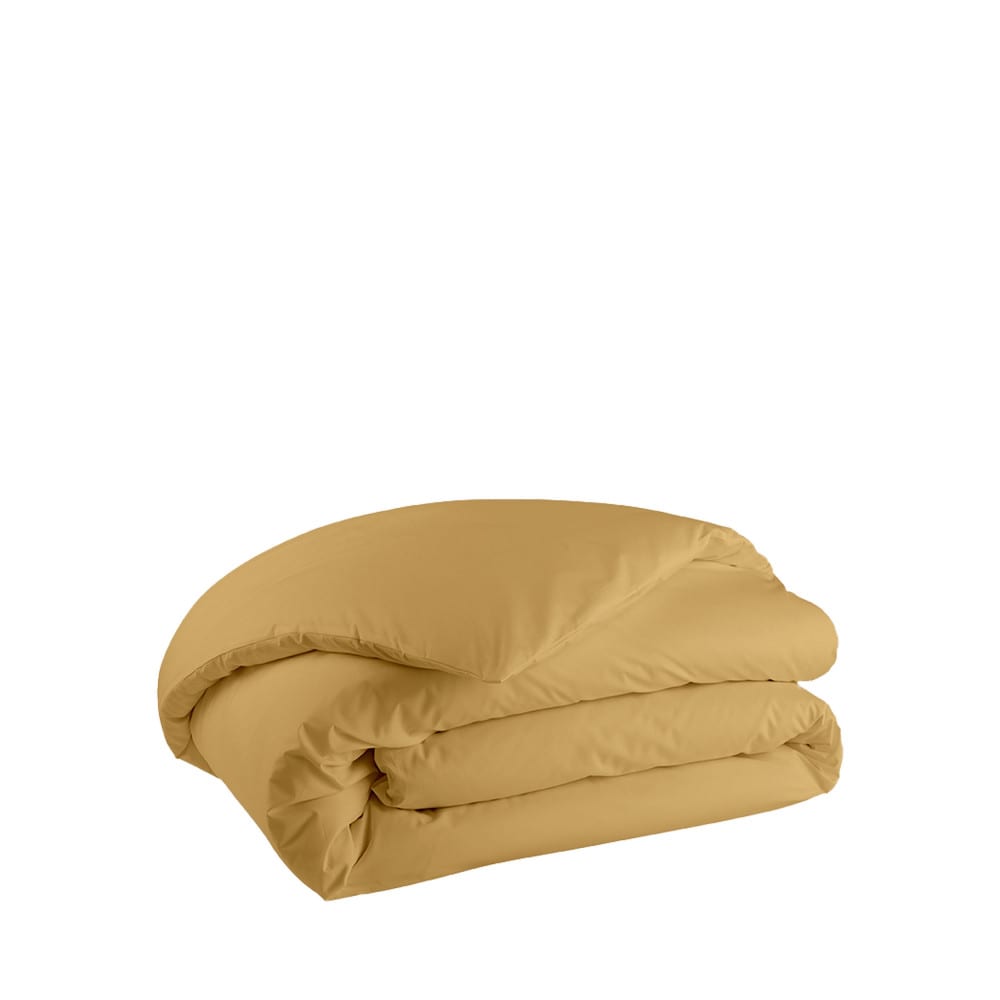 Housse de couette jaune curry en percale de coton - Jaune curry