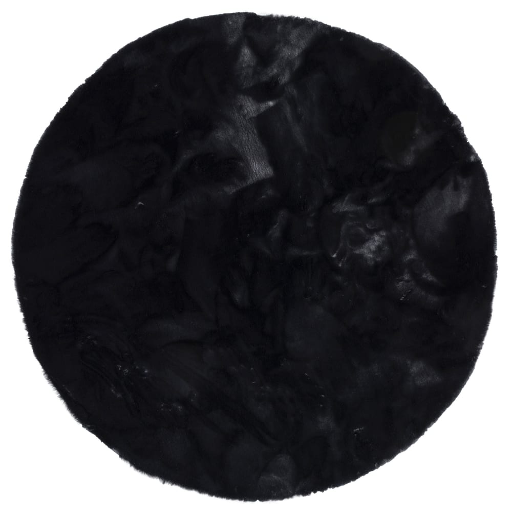 Tapis rond en fausse fourrure noir 80x80 cm