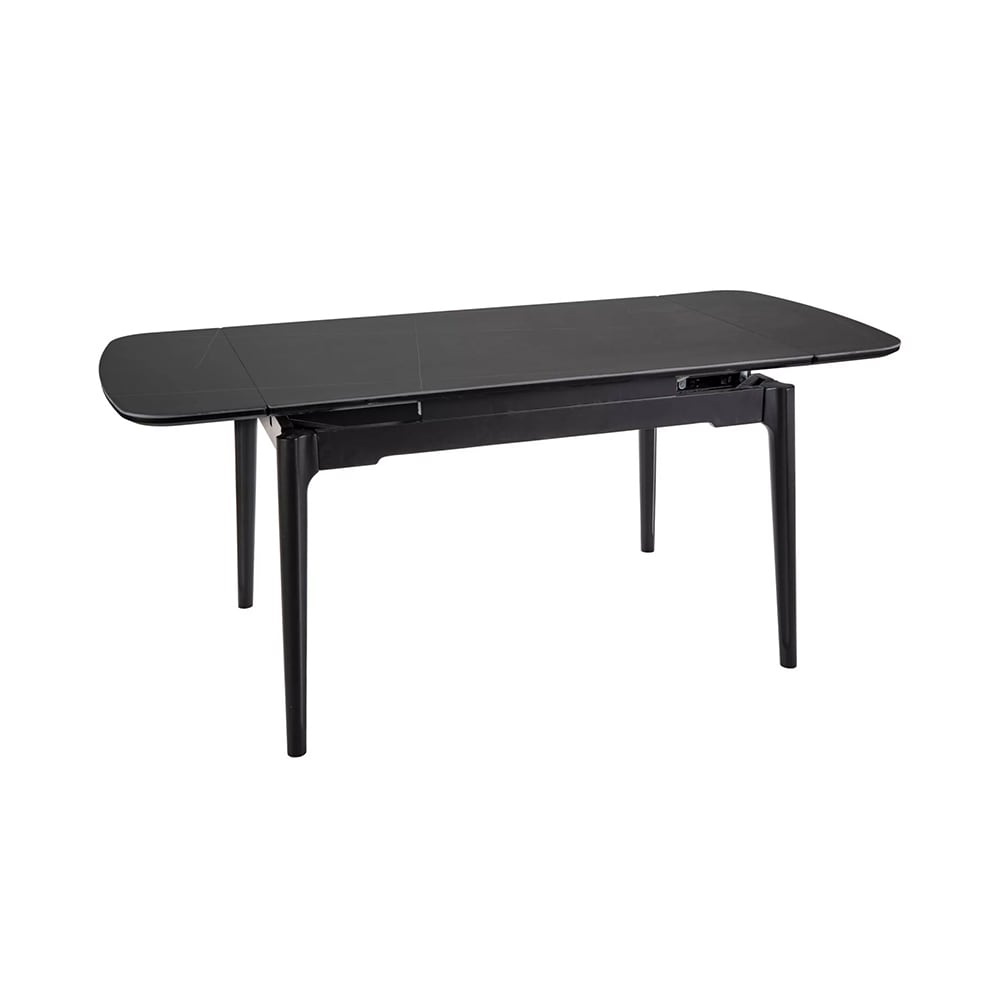 Feldmann-Wohnen Esstisch ausziehbar aus Massivholz, 120-180x80x76cm, schwarz marmor style modern - -