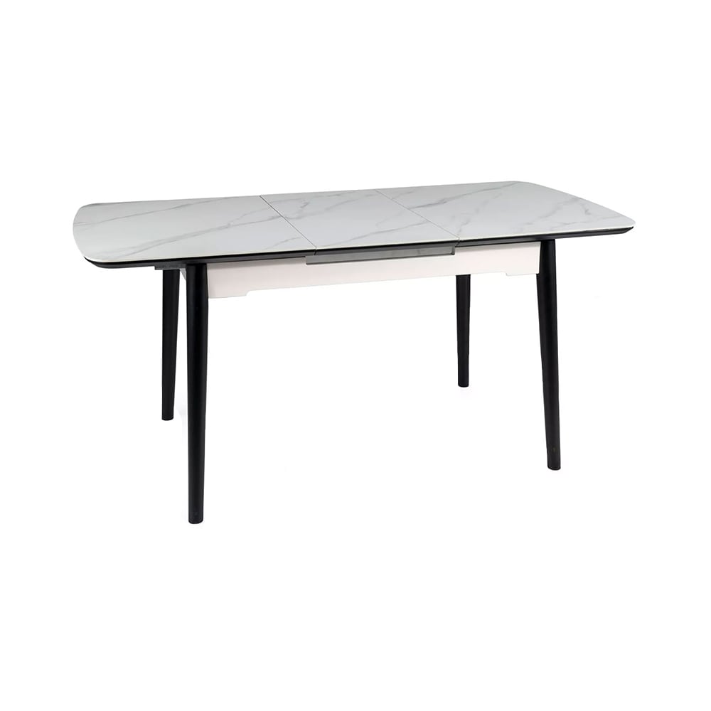 Feldmann-Wohnen Esstisch ausziehbar aus Holz, 120-160x80x76cm, marmor weiß style modern - Holz