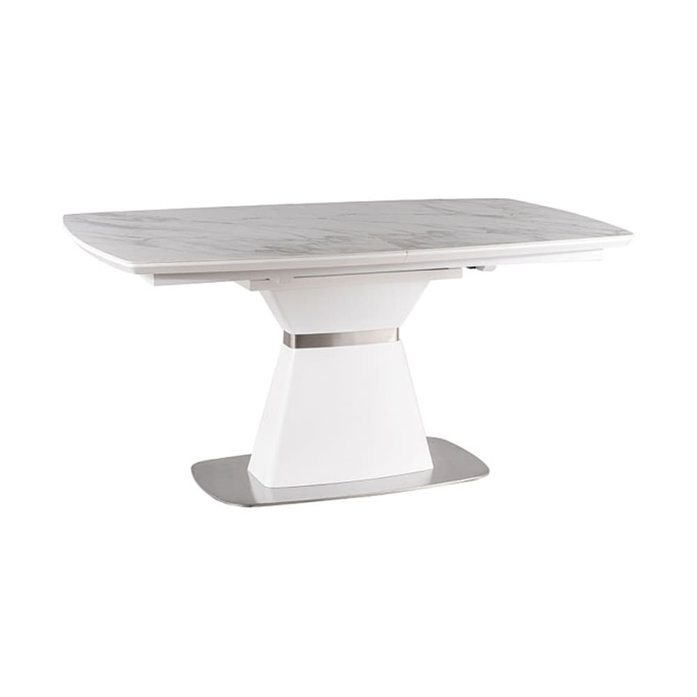 Feldmann-Wohnen Esstisch ausziehbar aus Metall & MDF, 160-210x90x76cm, weiß style modern - Keramik