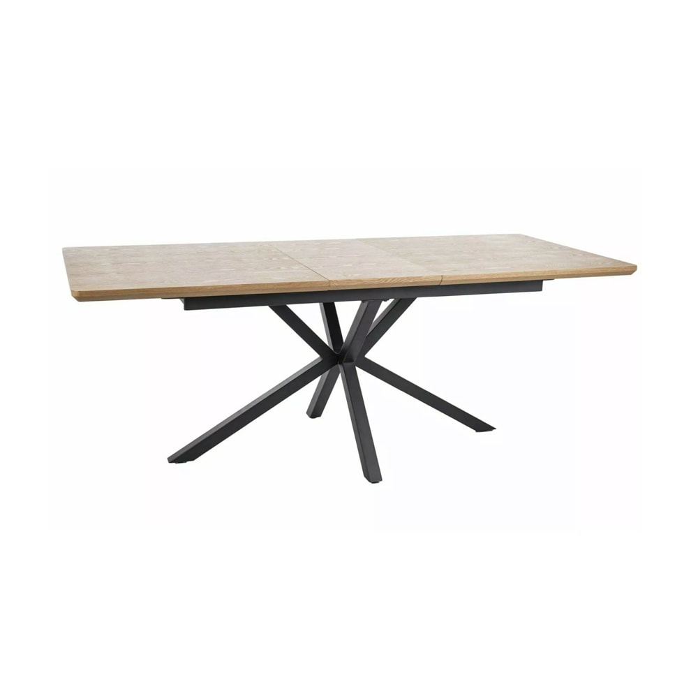 Feldmann-Wohnen Esstisch, ausziehbar aus Metall & MDF, 160-200x90x76cm, eiche artisan style modern Braun Spanplatte