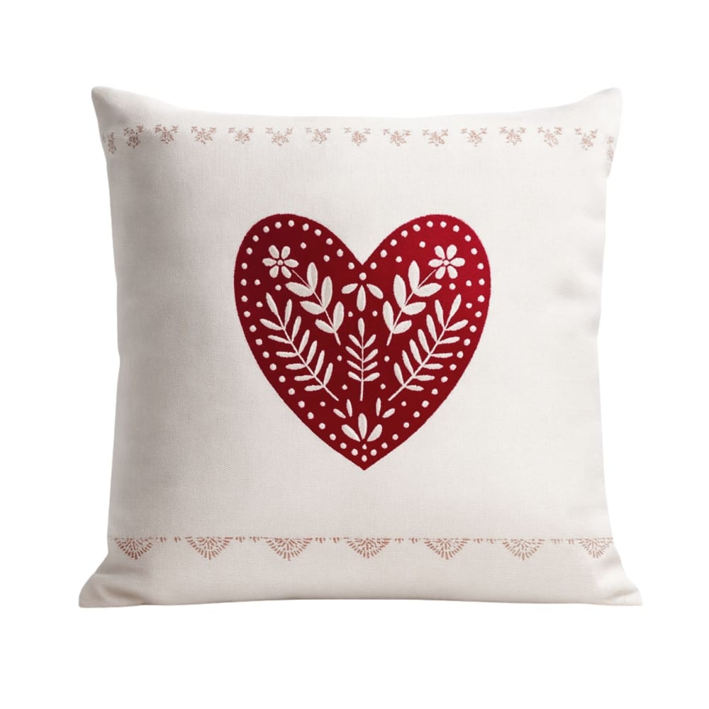 Coussin montagne cœur rouge polyester rouge 45x45 cm