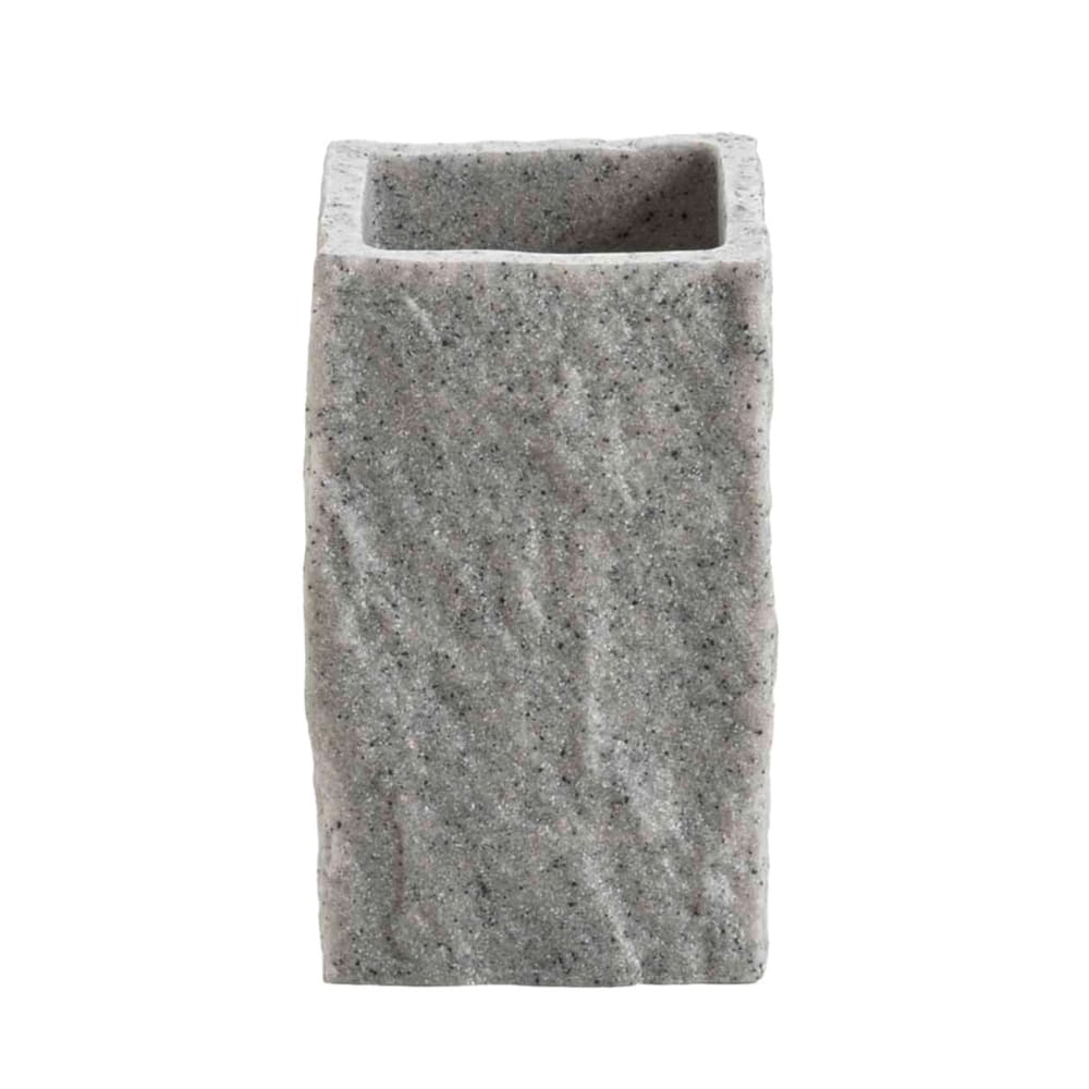 Gobelet porte brosse à dent - effet minéral résine gris 7 x 7