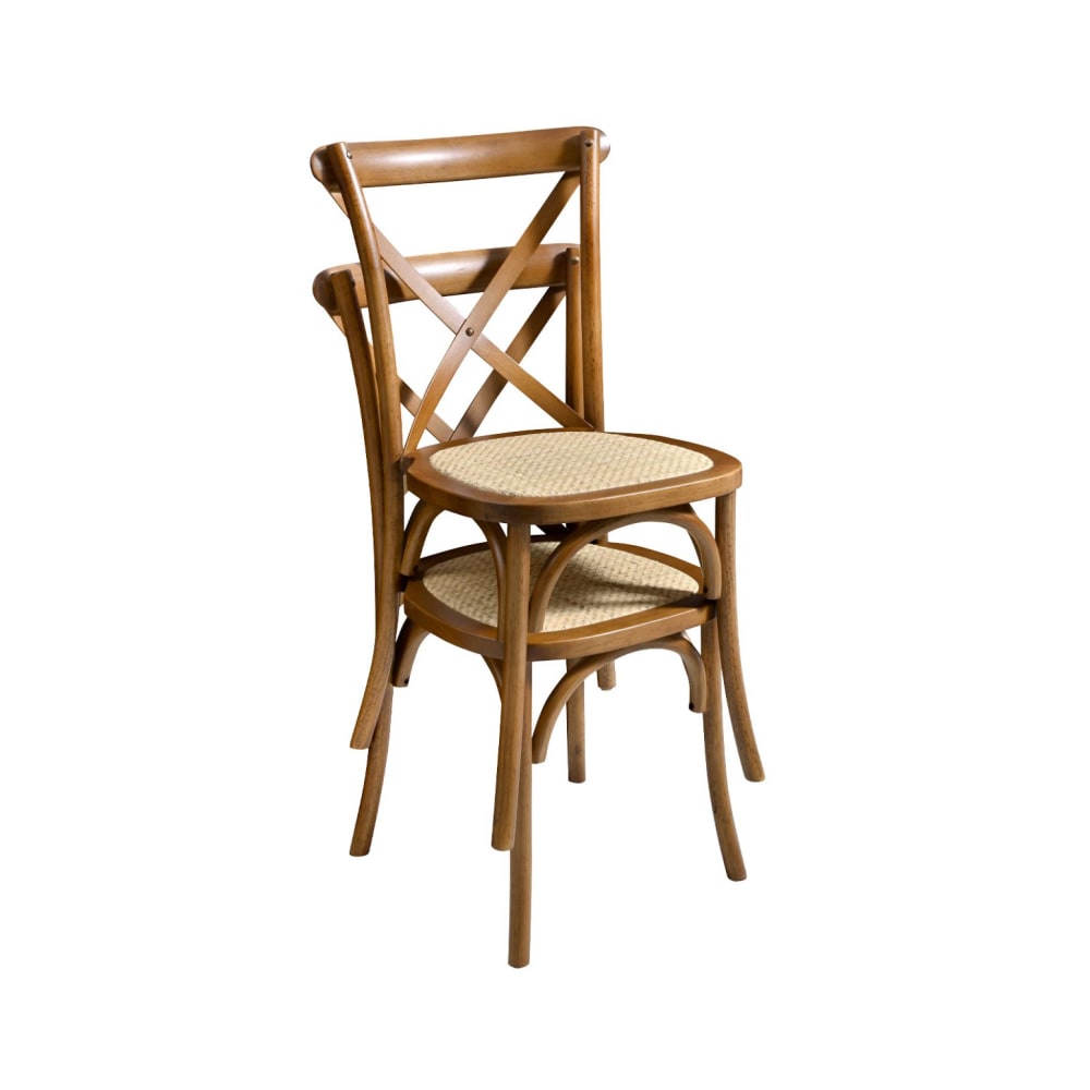 4er-Set Bistrostühle aus nussbaumfarbenem Hevea-Holz - Maisons Du