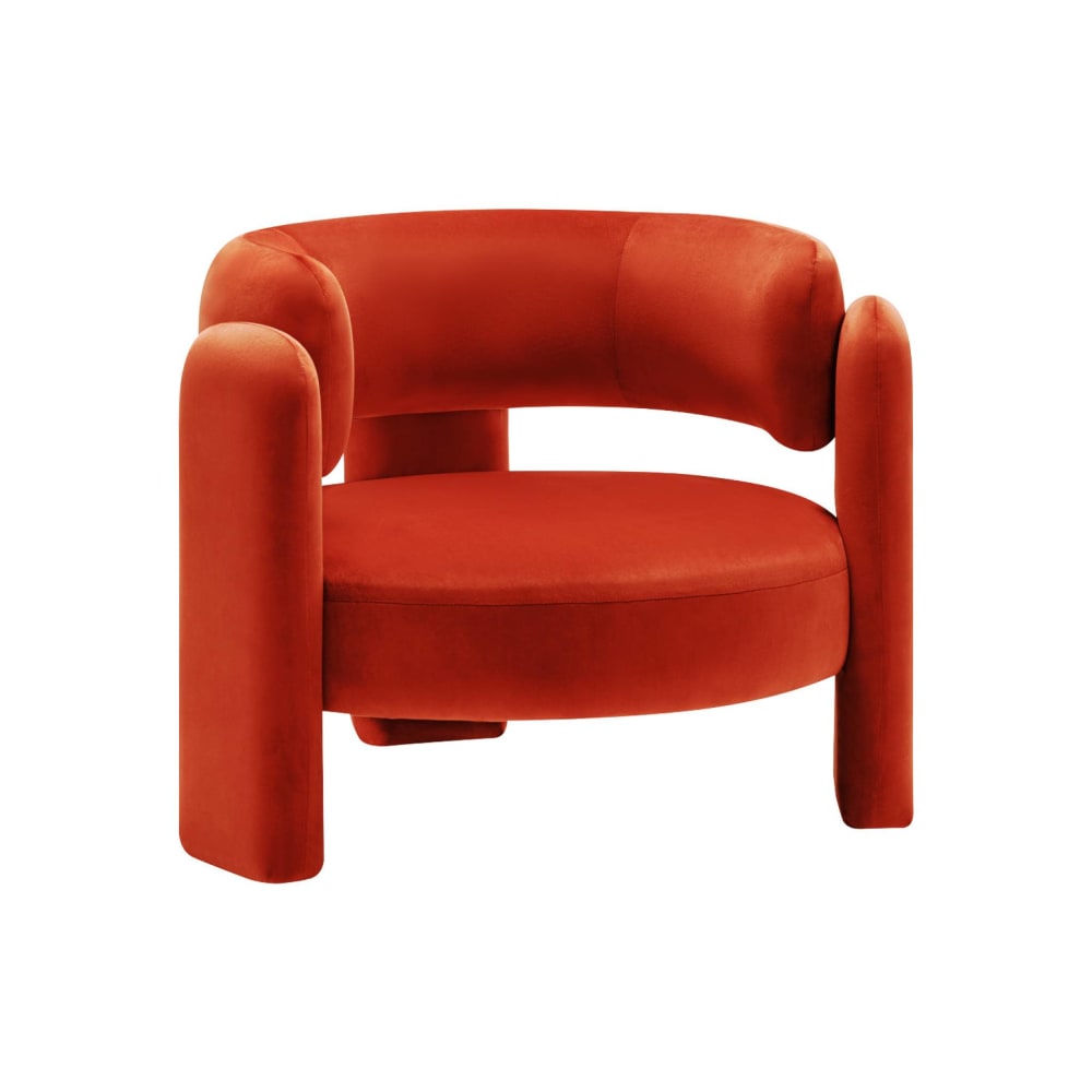 Fauteuil tripode en velours orange