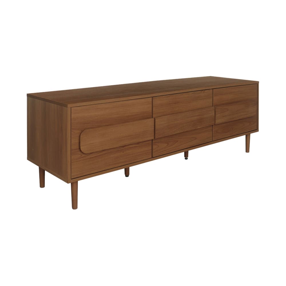 Meuble tv vintage décor bois de noyer 3 portes 150cm