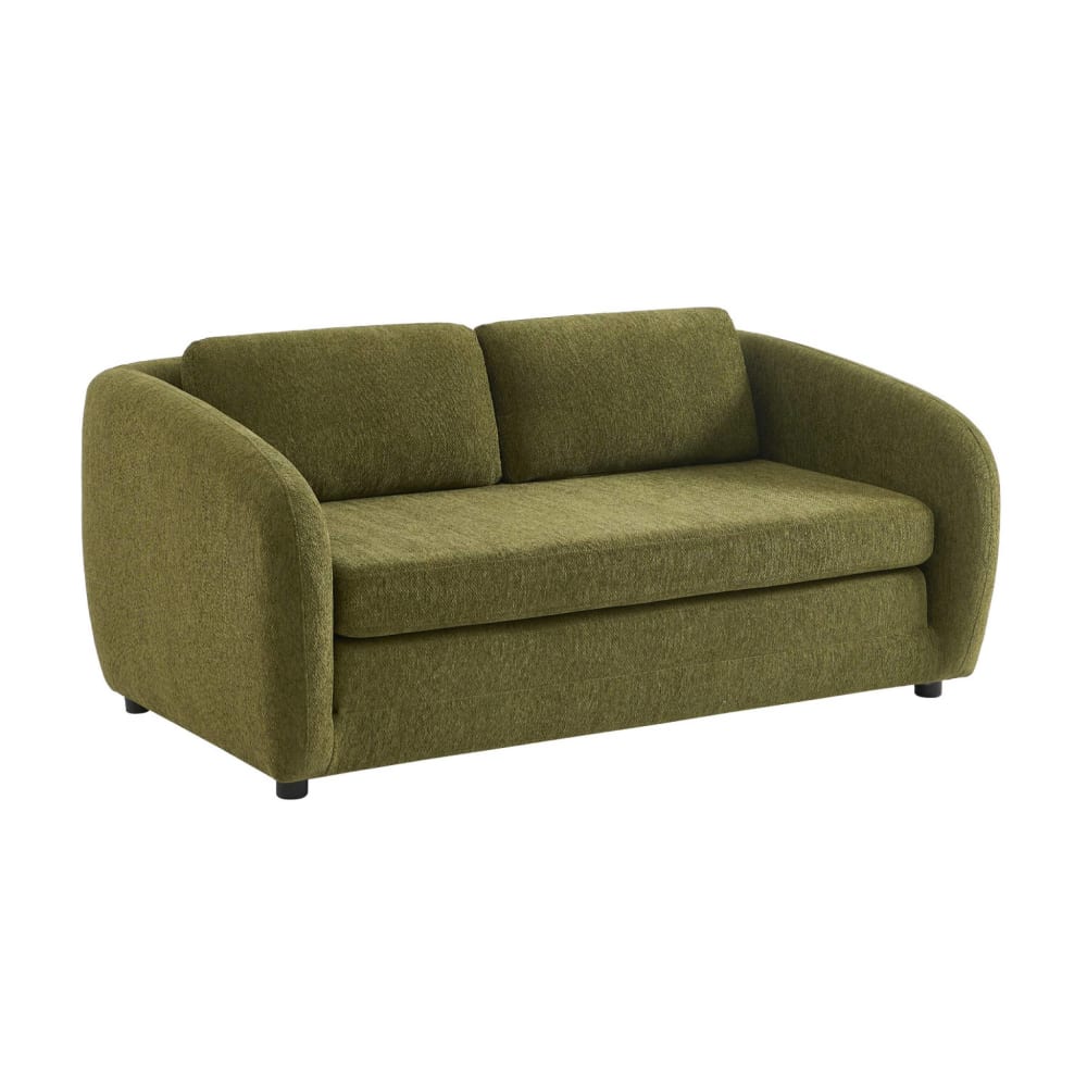 Canapé convertible 2 places tissu chenille kaki