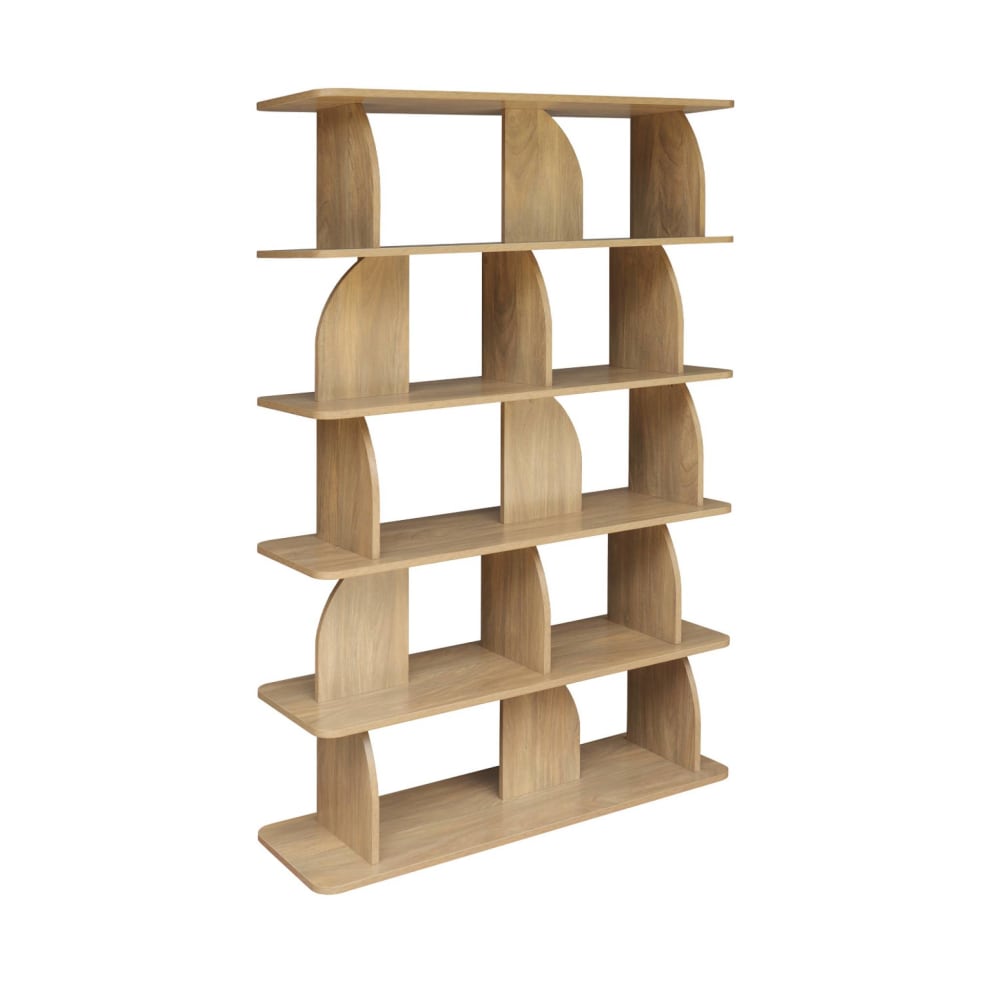 Etagère, bibliothèque exotique décor bois manguier 5 niveaux,