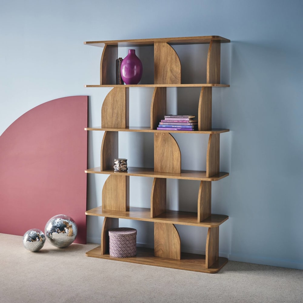 Regal, Bücherregal Holzdekor Mangoholzlook 5 Ebenen - Maisons Du