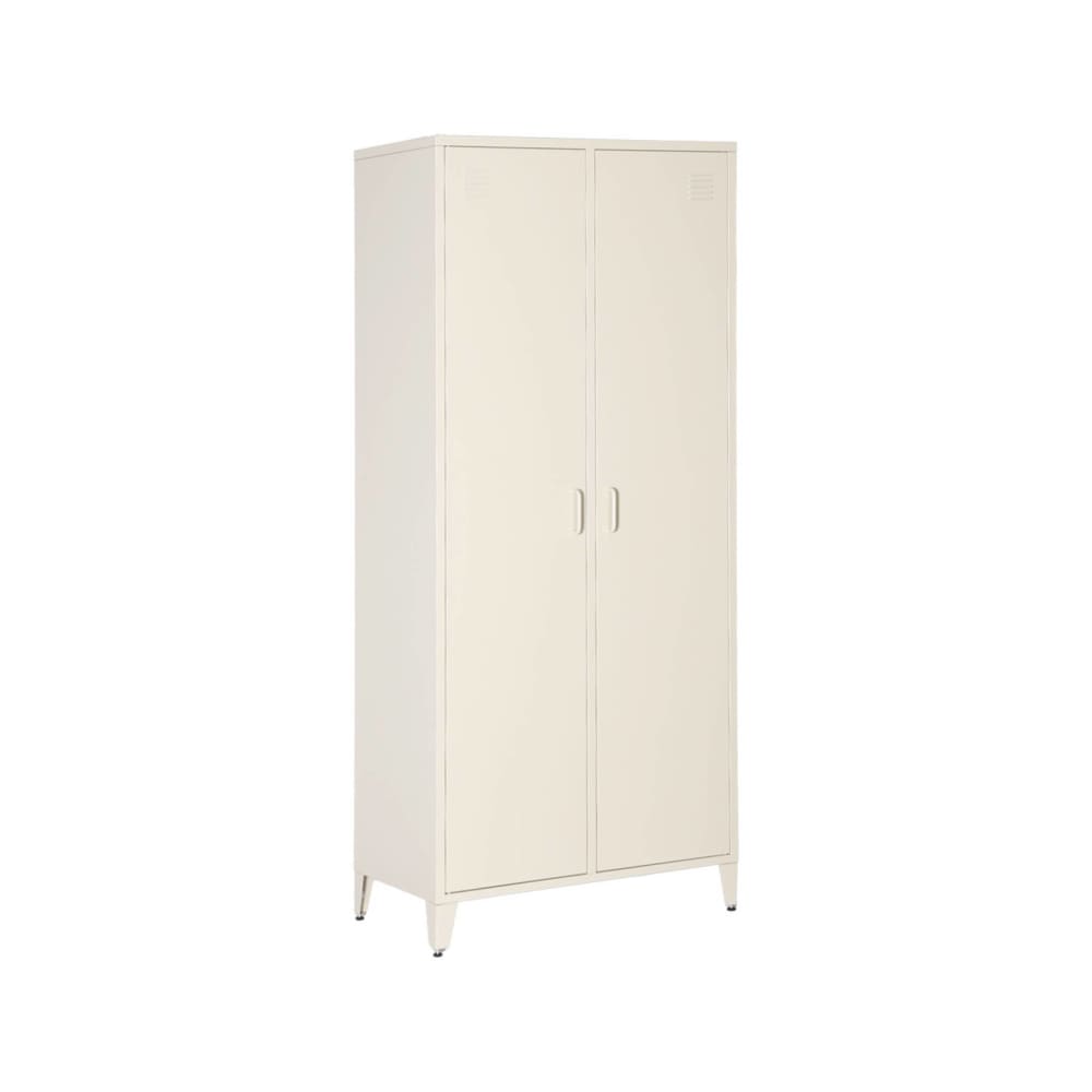 Industrieller Metall-Kleiderschrank beige mit 2 Türen, 1
