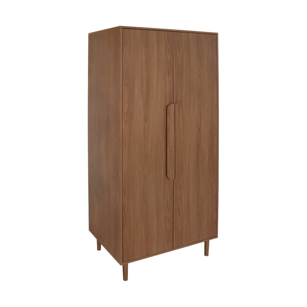 sweeek Kleiderschrank im Nussbaumlook mit 2 Türen style vintage Braun Holz