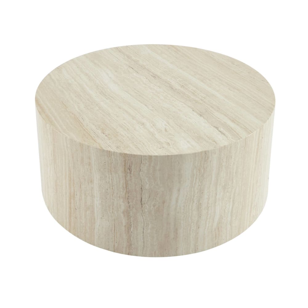 Table basse ronde effet travertin D80cm
