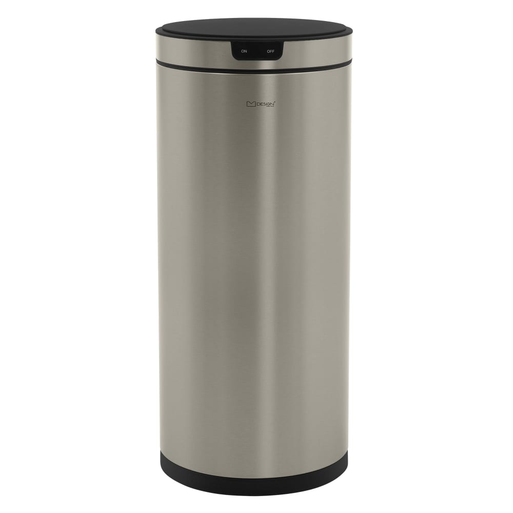 Mülleimer mit Sensor 40L rund aus Edelstahl, Silber, Automatisch