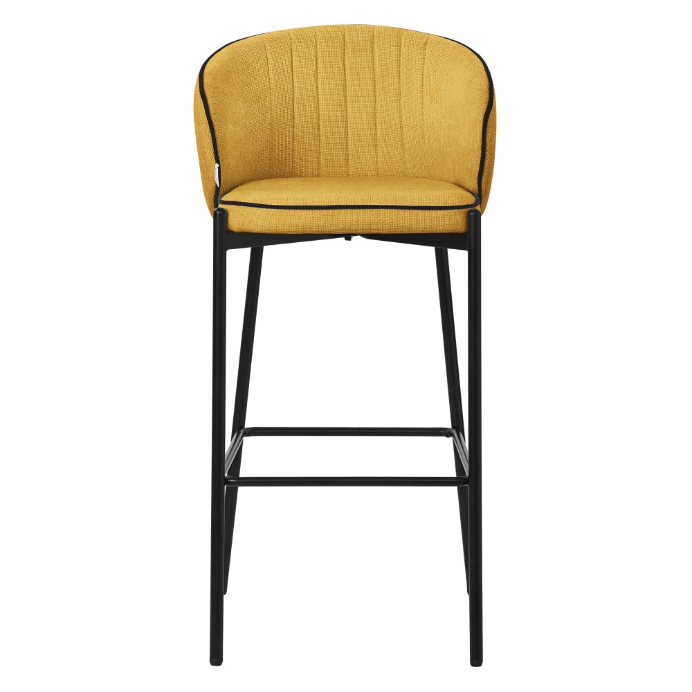 Barhocker 4er Set Senf 76 cm hoch mit Stoffbezug und Rückenlehne