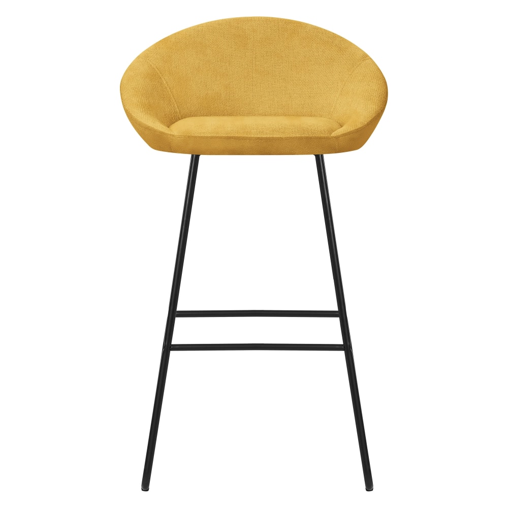 Barhocker 4er Set Senf 75 cm hoch mit Stoffbezug und