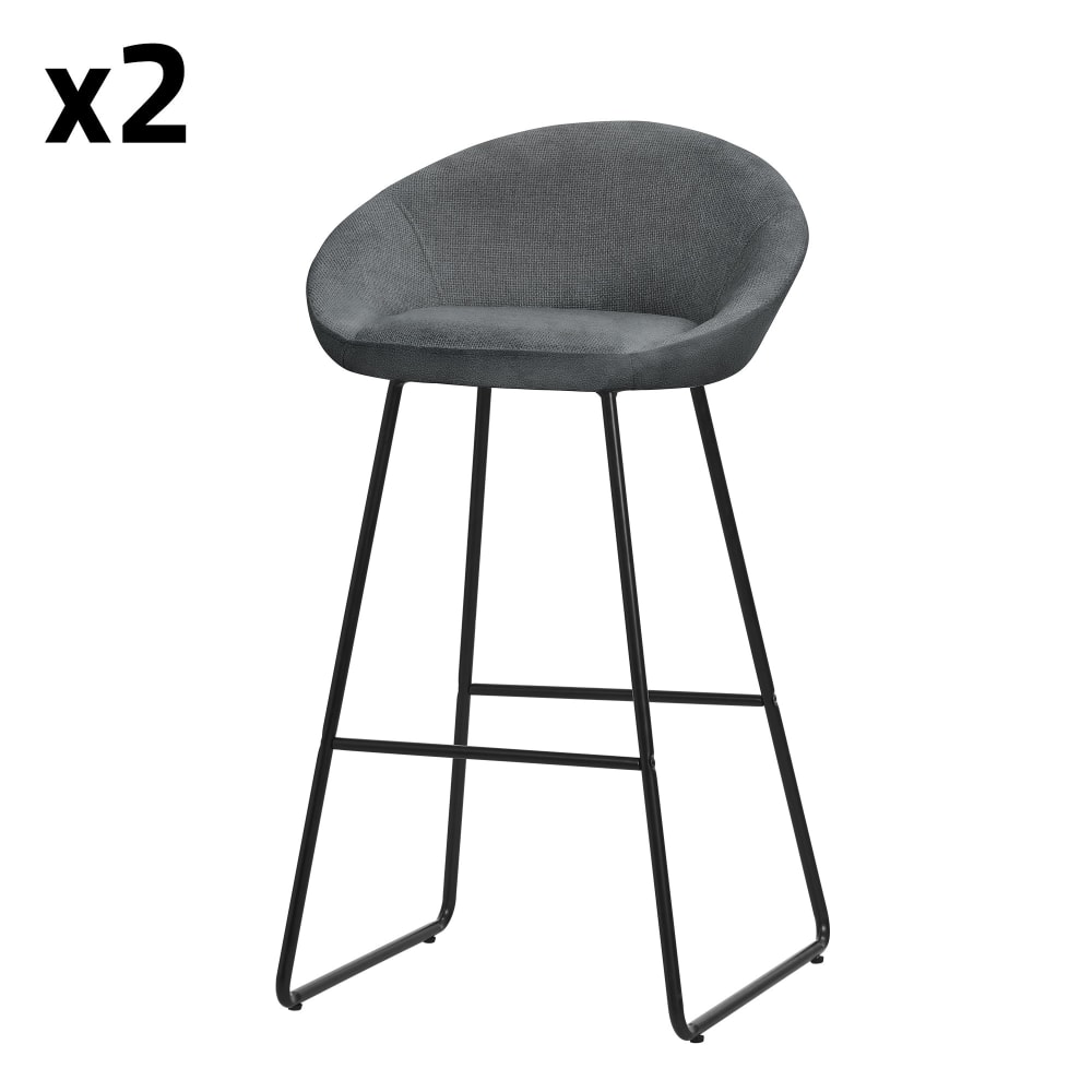 ML-Design Barhocker 2er Set Anthrazit 75 cm hoch mit Stoffbezug & Metallgestell style modern Grau Pes - Polyester