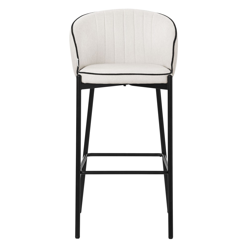 Barhocker 4er Set Beige 76 cm hoch mit Stoffbezug und Rückenlehne