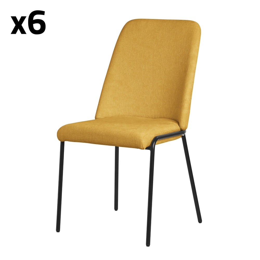 ML-Design Esszimmerstühle 6er Set Senf mit Stoffbezug und Metallbeinen Gelb Pes - Polyester