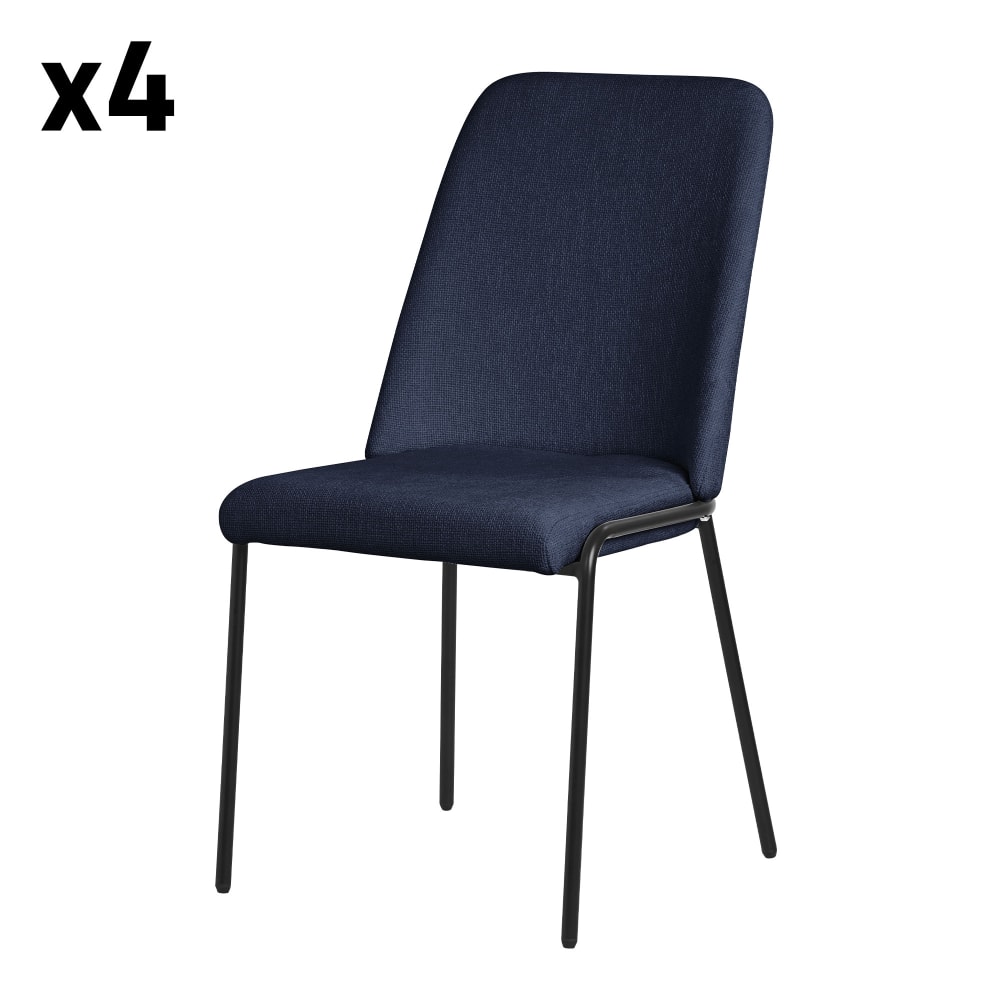ML-Design Esszimmerstühle 4er Set Dunkelblau mit Stoffbezug und Metallbeinen - Pes - Polyester