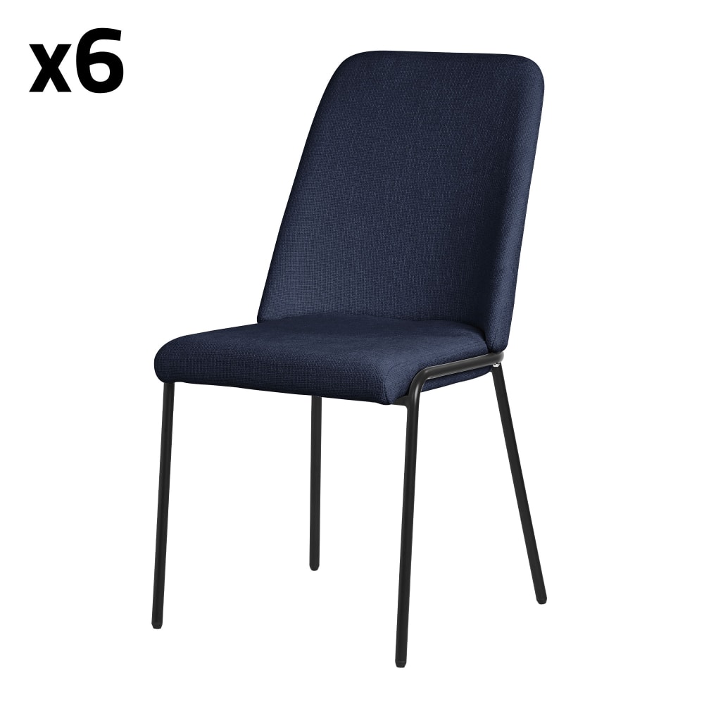 ML-Design Esszimmerstühle 6er Set Dunkelblau mit Stoffbezug und Metallbeinen - Pes - Polyester