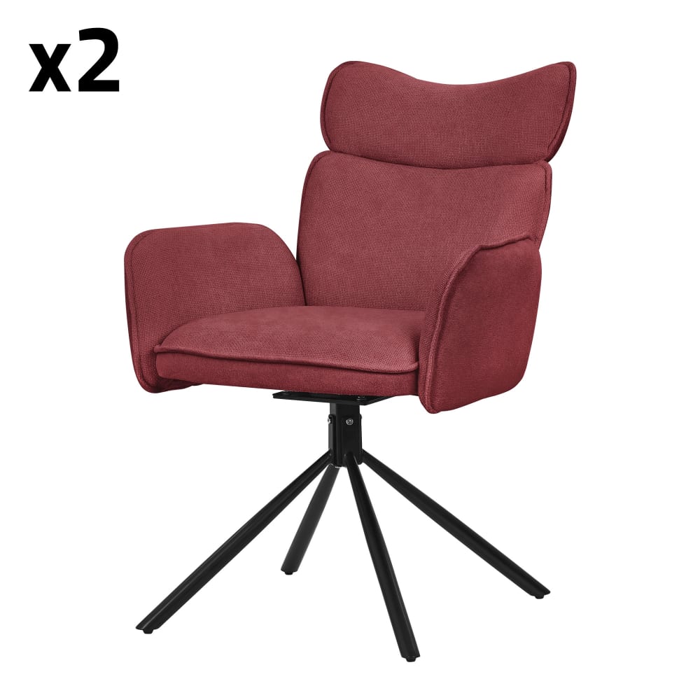 ML-Design Esszimmerstühle drehbar 2er Set Rot mit Stoffbezug Rot Pes - Polyester