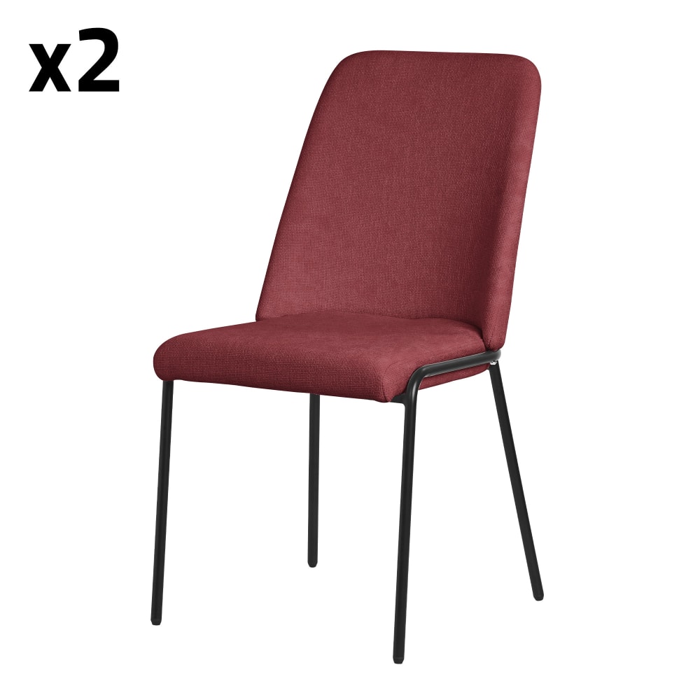 ML-Design Esszimmerstühle 2er Set Rot mit Stoffbezug und Metallbeinen Rot Pes - Polyester