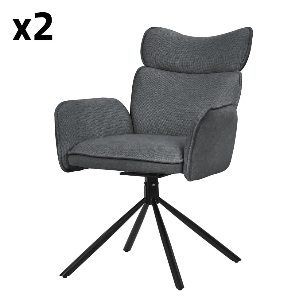 ML-Design Esszimmerstühle drehbar 2er Set Anthrazit mit Stoffbezug Grau Pes - Polyester