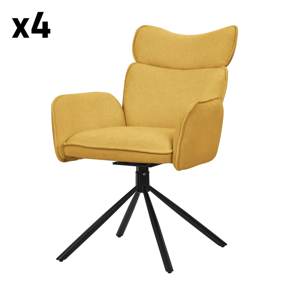 ML-Design Esszimmerstühle drehbar 4er Set Senf mit Stoffbezug Gelb Pes - Polyester
