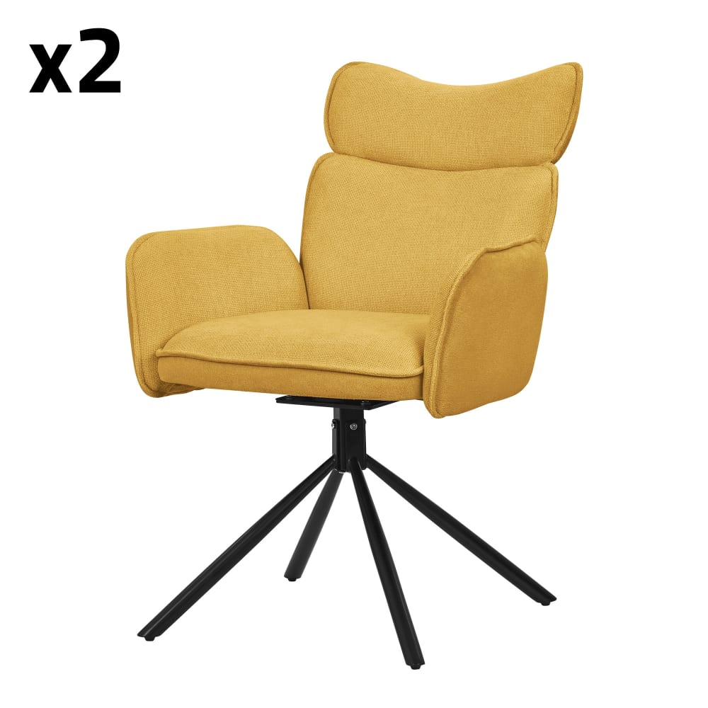 ML-Design Esszimmerstühle drehbar 2er Set Senf mit Stoffbezug Gelb Pes - Polyester